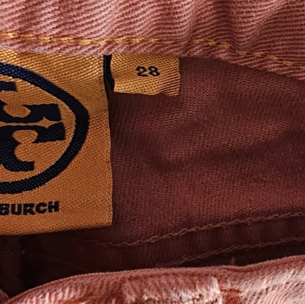 TORY BURCH Alexa Cropped Skinny Jeans Coral Pink Low Rise Stretch